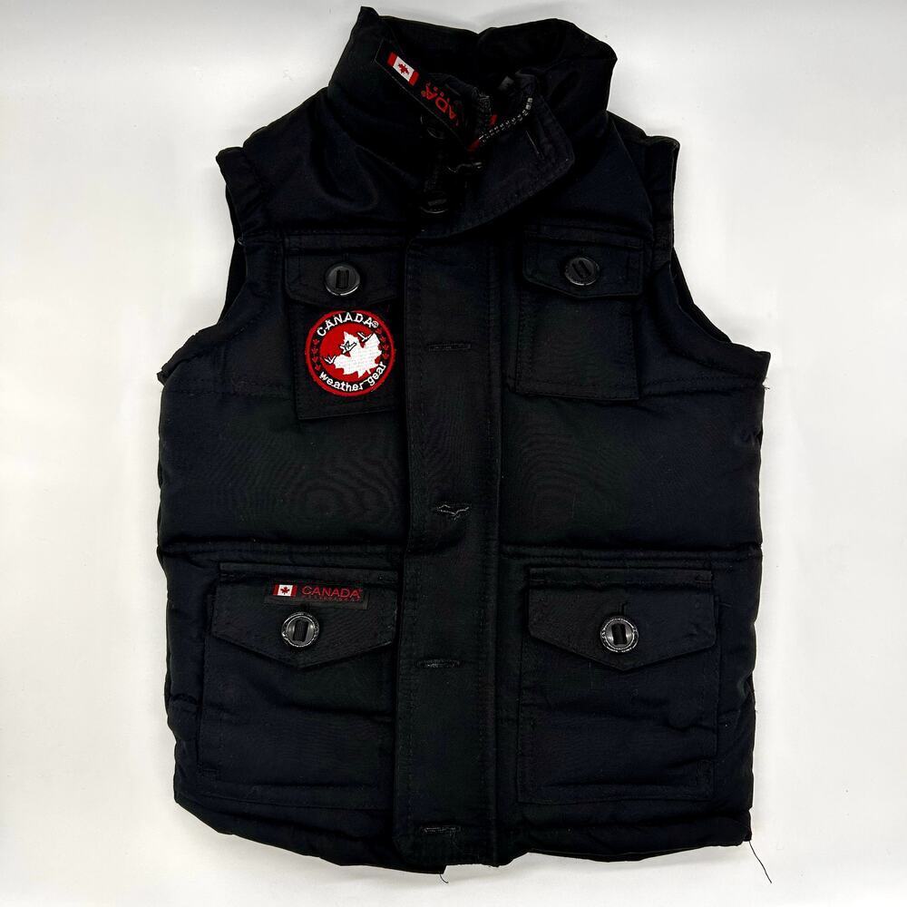Canada Weather Gear Black Puffer Full Zip Snap Vest Fleece Lined Toddler Boy 2T